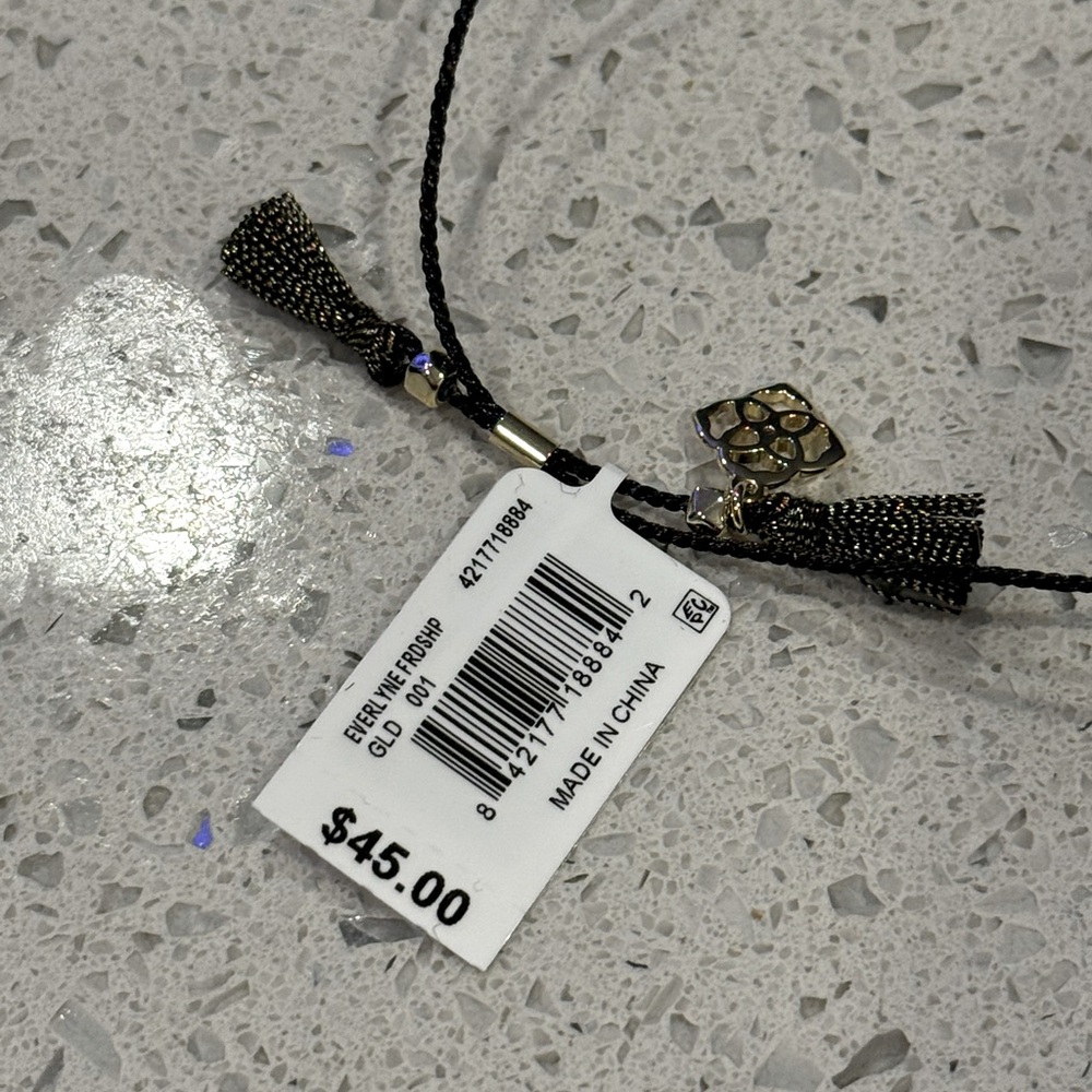 NWT Kendra Scott Everlyne Friendship Bracelet in Gold and Black Obsidian - Picture 5 of 6